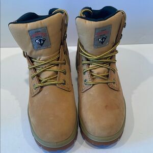 Tan High-Top steel Toe Ankle Boots with Padded Collar